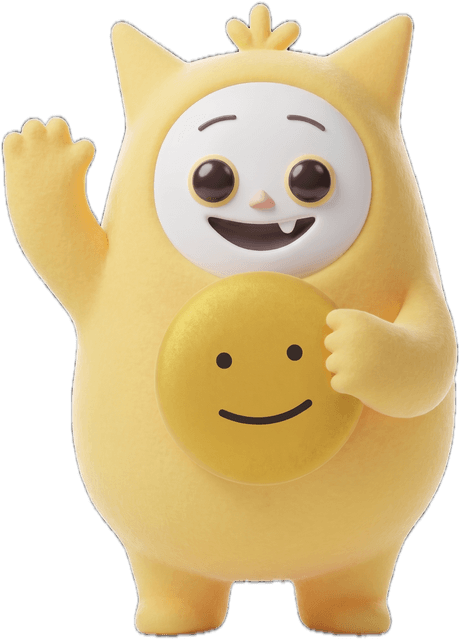 Emomo, the Learning Time companion, waving